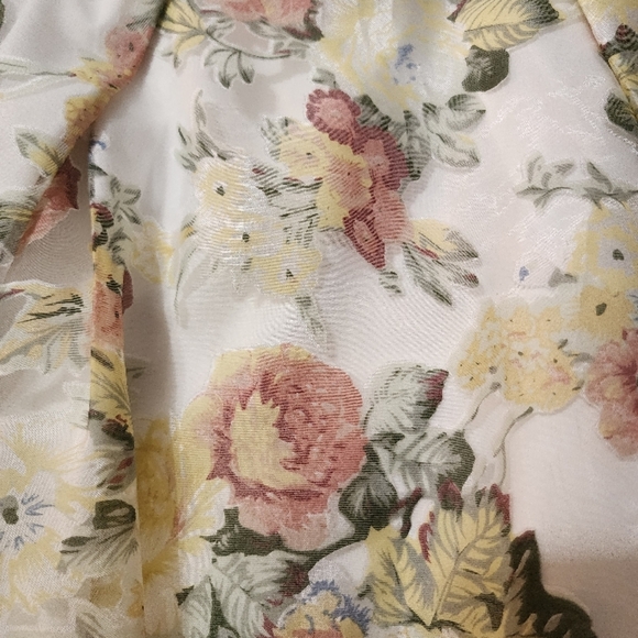 Gracia Blue Pink Floral Midi Skirt A-Line High-Low Cocktail - Picture 5 of 7